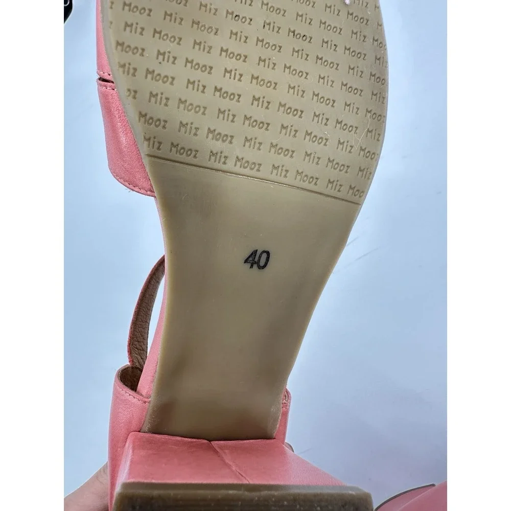 Miz Mooz Coral Pink Leather Mary Jane Block Heel Shoes EU 40 Boho Comfort Retro